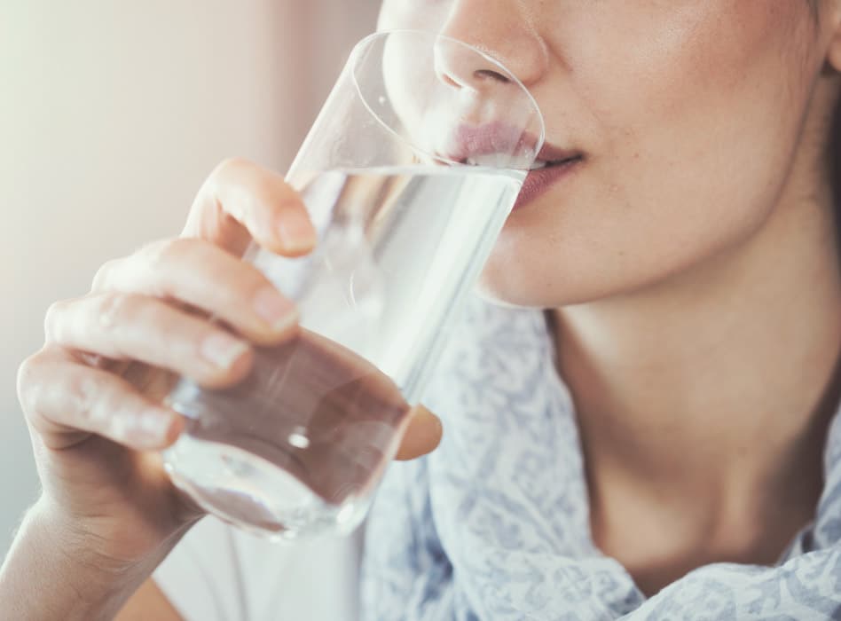 woman drinking water